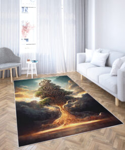 Watercolor Art Tree of Life Area Rugs for Family