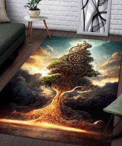 Watercolor Art Tree of Life Area Rugs for Family