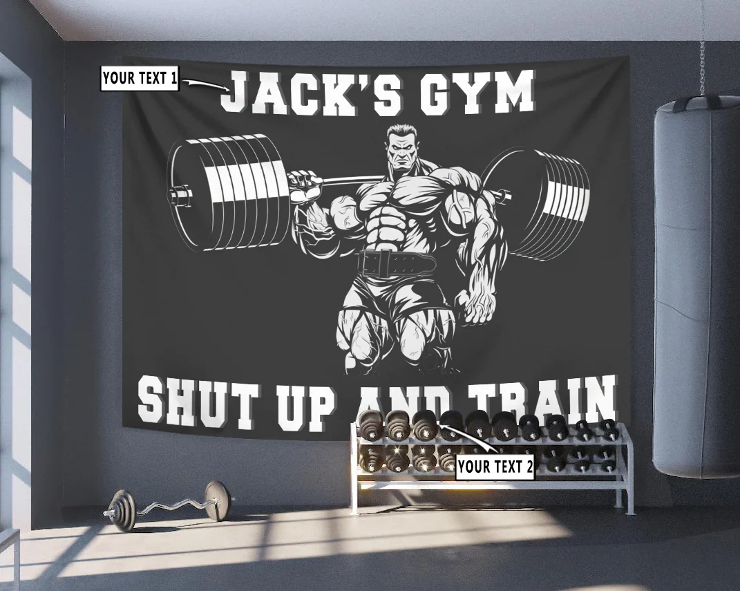 Personalized Gym Flags Banners Tapestry Home Gym Decor Bodybuilding - Image 3