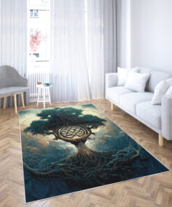 Watercolor Art Tree of Life Area Rugs for Bedroom