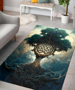 Watercolor Art Tree of Life Area Rugs for Bedroom