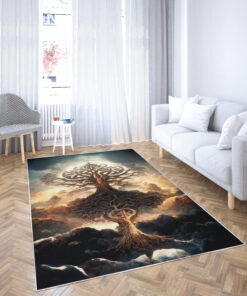 Watercolor Art Tree of Life Area Rugs, Norse Mythology Lover Gift