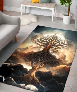Watercolor Art Tree of Life Area Rugs, Norse Mythology Lover Gift