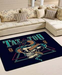 Colorful Chicano Tattoo Poster Ultra Soft Indoor Floor Non-Slip Area Rug for Living Room Kid Bedroom Dining Room Home Decor