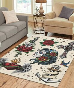 Custom Tattoo Flash Area Rugs Modern Carpet for Home Dining Room Living Room Decoration