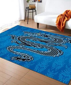 China Black Dragon Dragon Claw Tattoo on The Blue Background Area Rug