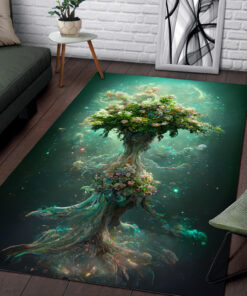 Watercolor Art Tree of Life Viking Rugs for Living Room