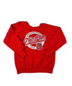 80s Champion Large Ohio State Buckeyes Spell Out Faded Sweatshirt Red USA
