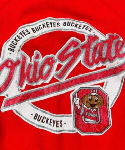 80s Champion Large Ohio State Buckeyes Spell Out Faded Sweatshirt Red USA