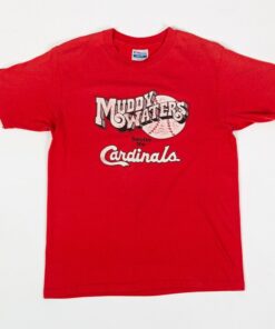 80s Muddy Waters Salutes The Cardinals T Shirt - Men'S Medium, Women'S Large, Vintage Red St. Louis Music Venue Graphic Shirt