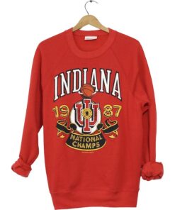 80’s Red Indiana University Basketball Champions Cotton Sweatshirt, College Student Gift
