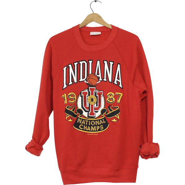 80’s Red Indiana University Basketball Champions Cotton Sweatshirt, College Student Gift