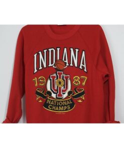 80’s Red Indiana University Basketball Champions Cotton Sweatshirt, College Student Gift