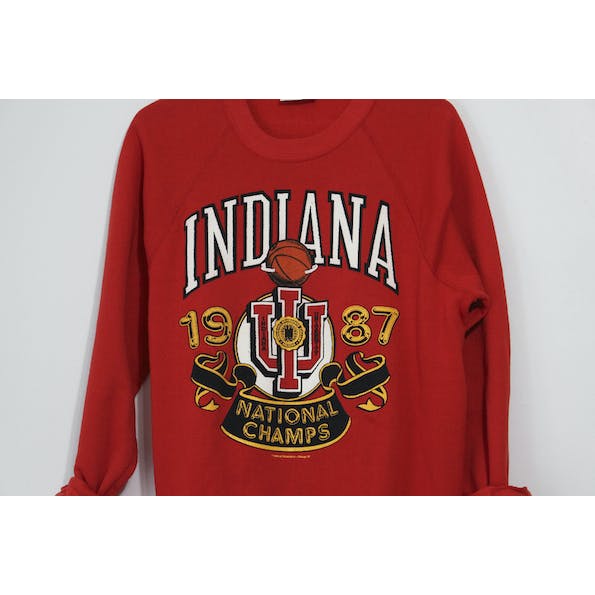 80’s Red Indiana University Basketball Champions Cotton Sweatshirt, College Student Gift