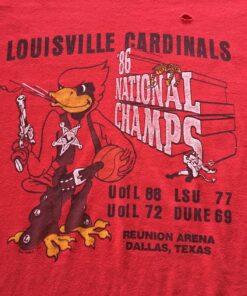 80s Vintage Louisville Cardinals University 1986 National Champs Cards Basketball Lsu Tigers Duke Blue Devils College NCAA T-Shirt