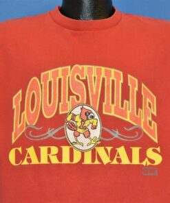 90s Louisville Cardinals University NCAA College Mascot T-Shirt Reprinted, Uofl Sweatshirt, University of Louisville Sweatshirt