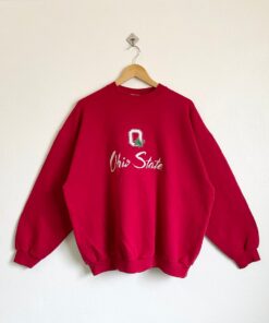 90s Ohio State University Buckeyes Crewneck Sweatshirt Logo Red Color