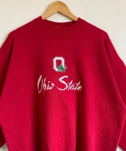 90s Ohio State University Buckeyes Crewneck Sweatshirt Logo Red Color