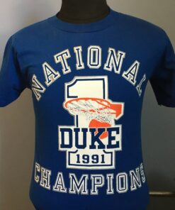90s Vintage Duke University Blue Devils National Champions 1991 Basketball NCAA College T-Shirt