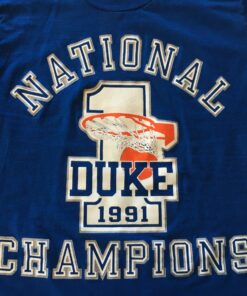 90s Vintage Duke University Blue Devils National Champions 1991 Basketball NCAA College T-Shirt