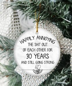 Anniversary Gifts For Parents Couples Grandparents, 5th 10th 20th 30th 40th 50th 60th Wedding Anniversary Ceramic Ornament, Silver Gold Tin