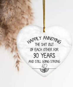 Anniversary Gifts For Parents Couples Grandparents, 5th 10th 20th 30th 40th 50th 60th Wedding Anniversary Ceramic Ornament, Silver Gold Tin