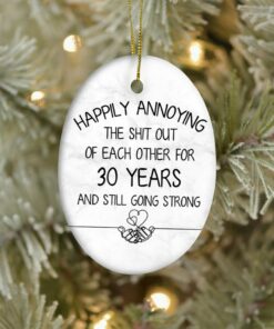 Anniversary Gifts For Parents Couples Grandparents, 5th 10th 20th 30th 40th 50th 60th Wedding Anniversary Ceramic Ornament, Silver Gold Tin