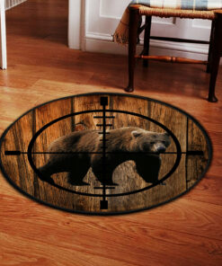 Bear in Scope Hunting Round Rug, Carpet
