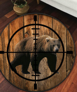 Bear in Scope Hunting Round Rug, Carpet