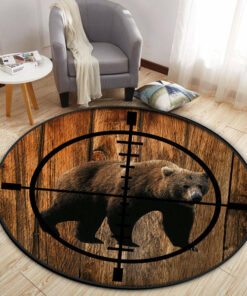 Bear in Scope Hunting Round Rug, Carpet