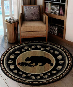 Black Bear Lodge Cabin Round Rug, Carpet
