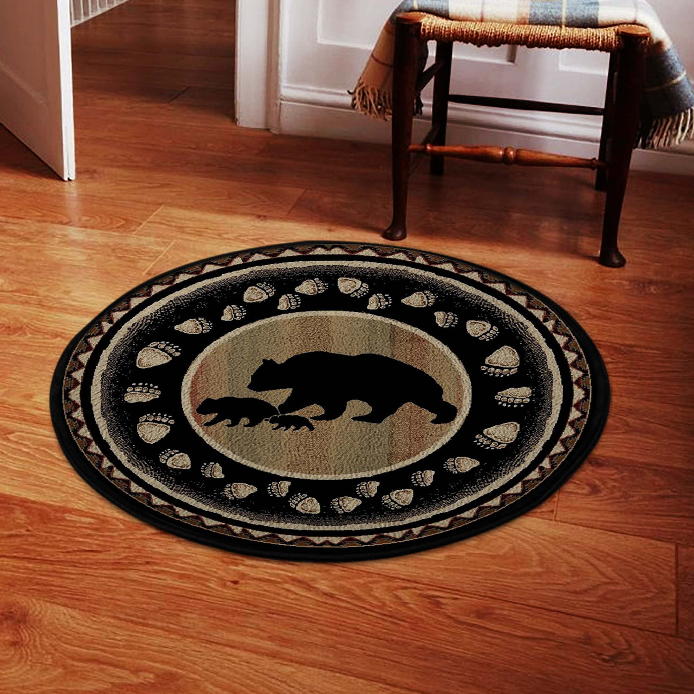 Black Bear Lodge Cabin Round Rug, Carpet