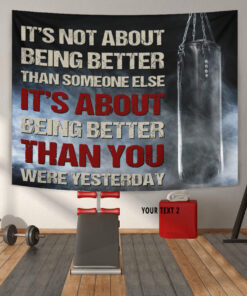 Boxing Gym Banner Tapestry Wall Decor Motivation Quote Boxing Gift