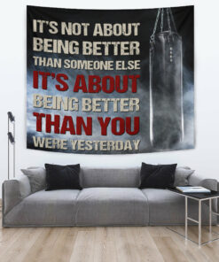 Boxing Gym Banner Tapestry Wall Decor Motivation Quote Boxing Gift