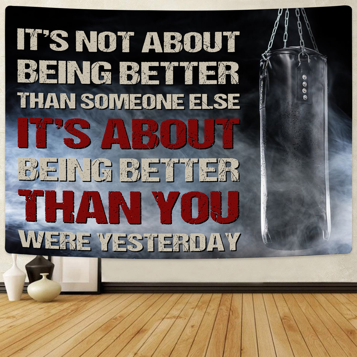Boxing Gym Banner Tapestry Wall Decor Motivation Quote Boxing Gift
