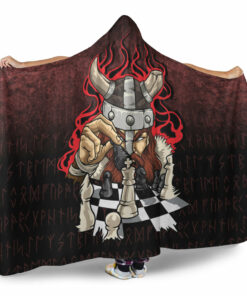 Brave Viking With Chessboard Chess Hooded Blanket
