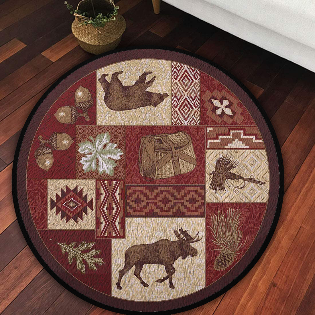 Cabin Hunting Round Rug, Carpet