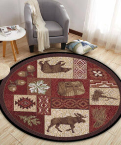 Cabin Hunting Round Rug, Carpet