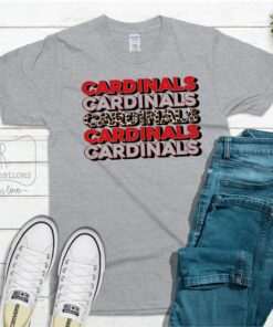 Cardinals Stacked Cheetah Print, Multi Color Print Bleached or Solid Tee