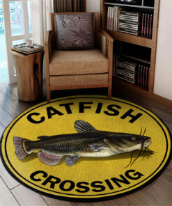 Catfish Crossing Fishing Round Rug, Carpet