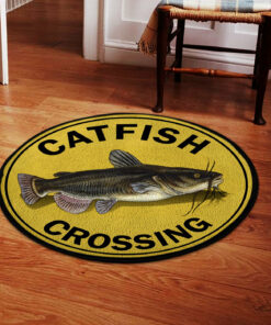 Catfish Crossing Fishing Round Rug, Carpet