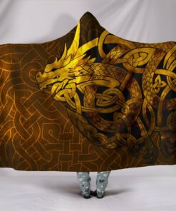Celtic Dragon Tattoo Viking Hooded Blanket