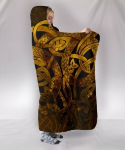 Celtic Dragon Tattoo Viking Hooded Blanket