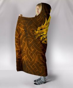 Celtic Dragon Tattoo Viking Hooded Blanket