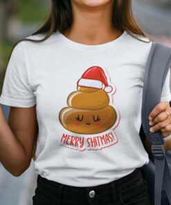 Christmas Poop Emoji Shirt Santa Hat