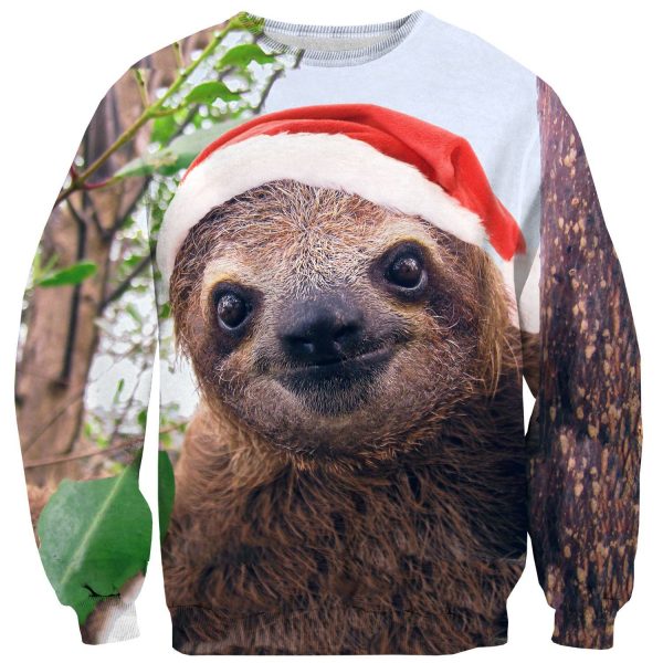 Christmas Sloth Face Ugly Christmas Sweater, All Over Print Sweatshirt, Ugly Sweater, Christmas Sweaters, Hoodie, Sweater