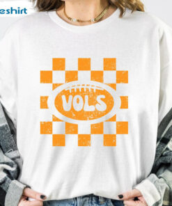 Comfort Colors Retro Checker Tennessee Vols Football Shirt Sweatshirt Long Sleeve