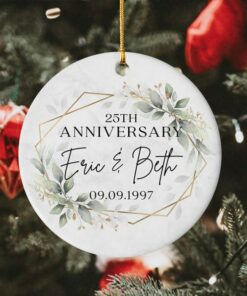 Custom Anniversary Ceramic Ornament, Anniversary Gift For Any Number Of Years Married 10th 20th 40th 50th, Personalized Marriage Anniversary