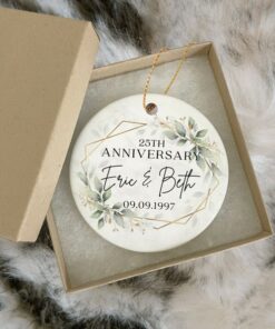 Custom Anniversary Ceramic Ornament, Anniversary Gift For Any Number Of Years Married 10th 20th 40th 50th, Personalized Marriage Anniversary