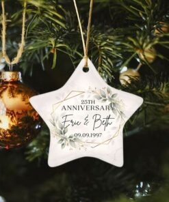 Custom Anniversary Ceramic Ornament, Anniversary Gift For Any Number Of Years Married 10th 20th 40th 50th, Personalized Marriage Anniversary